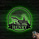 Custom Metal Alligator Sign With Name Led Lights, Personalized Crocodile Metal Wall Art Decor, Crocodile Metal Sign, Crocodile Wall Hanging Decor